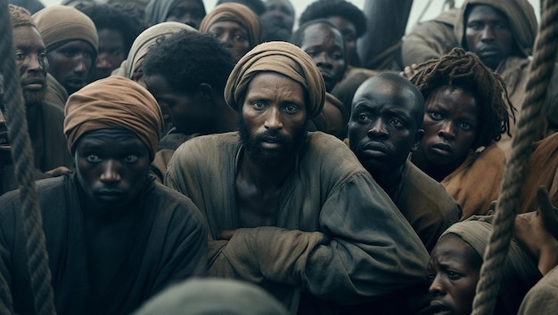 Conceito de refugiados Barco com refugiados no mar Barco sobrecarregado com pessoas foge de outro país porque