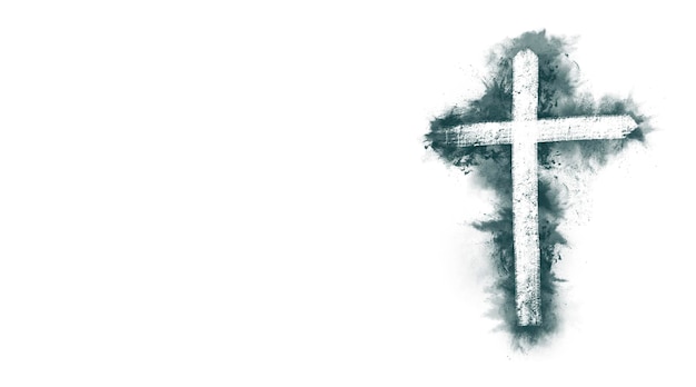 Conceito de religião A cruz é pintada em aquarela