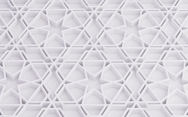 Foto conceito de renderização 3d de fundo islâmico branco brilhante realista para o ramadã