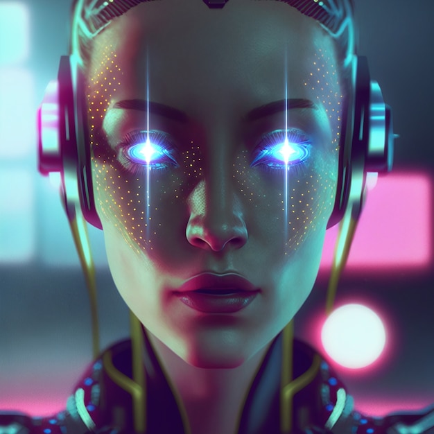 Foto conceito de retrato estético cyberpunk