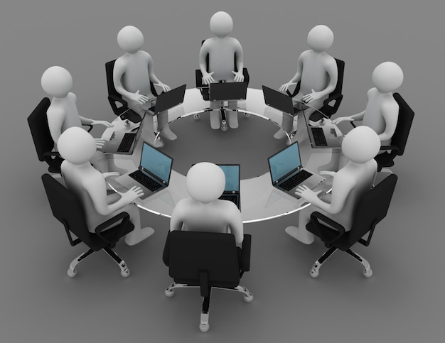 Conceito de reunião de negócios. Ilustração renderizada 3D