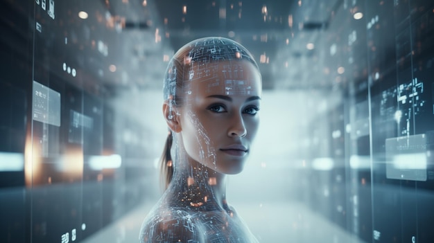 Foto conceito de robô feminino android