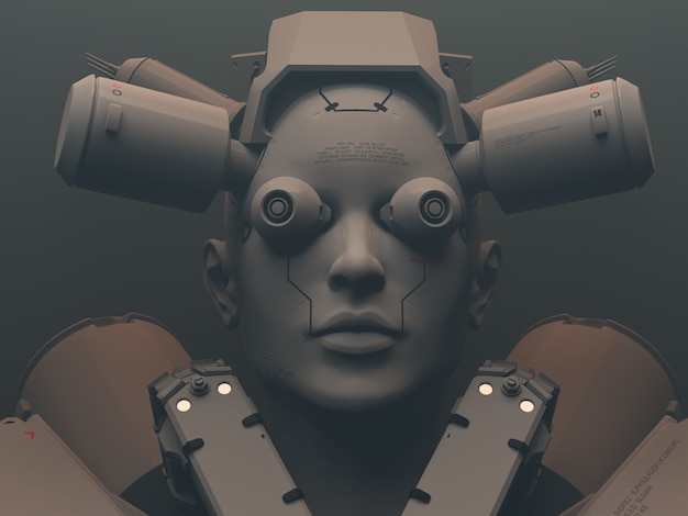 Conceito de robô feminino em renderização 3d isolado