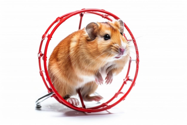 Conceito de roda de hamster em fundo branco