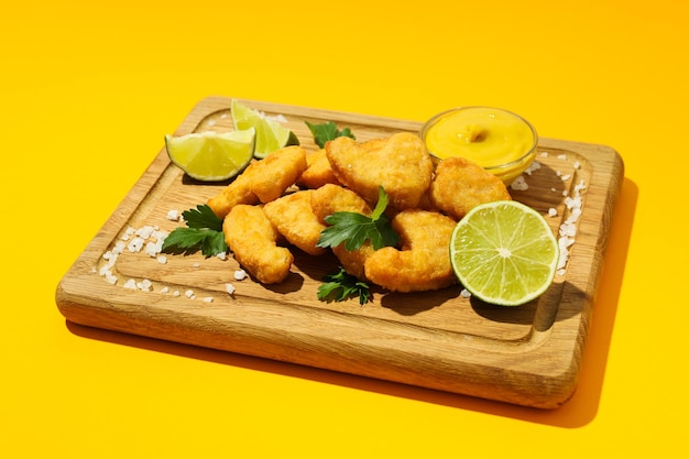 Conceito de saborosos nuggets de comida rápida ou lixo