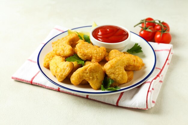 Conceito de saborosos nuggets de comida rápida ou lixo