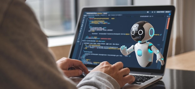 Conceito de serviço de chat bot que melhora a experiência do cliente com assistente virtual