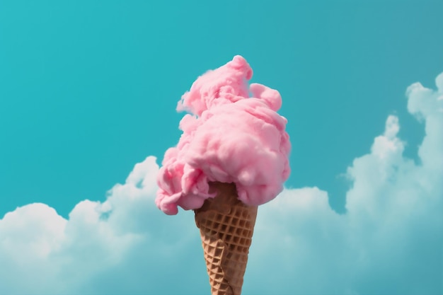 Conceito de sobremesa rosa creme azul arte gelado nuvem gelo de verão IA geradora