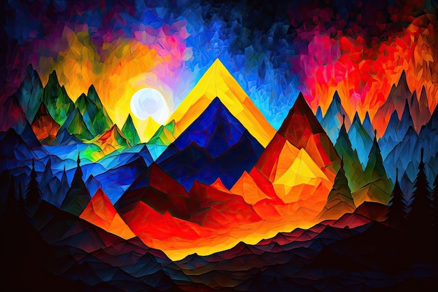 Conceito de sombreamento colorido arte abstrata moderna em natural da montanha