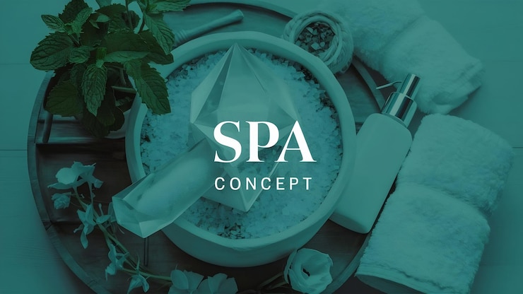 Foto conceito de spa com toalha de loção de hortelã salgada