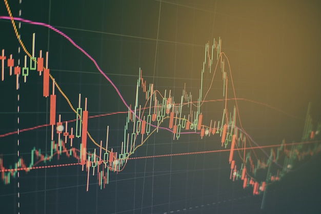 Conceito de sucesso e crescimento do negócio. gráfico de gráfico de negócios do mercado de ações na tela digital. mercado forex, mercado de ouro e mercado de petróleo bruto.