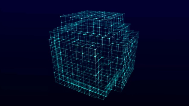 Conceito de tecnologia blockchain Visualização do fluxo dinâmico da indústria de criptomoedas