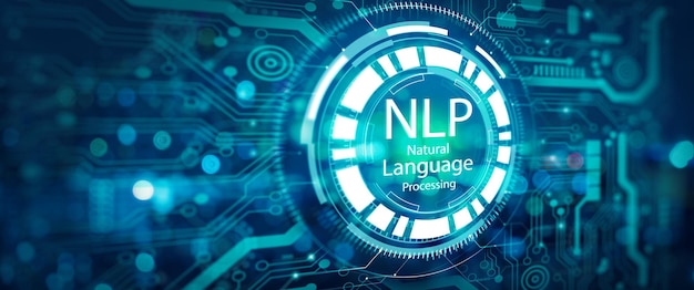 Conceito de tecnologia de computação cognitiva Ai e NLP Natural Language Processing