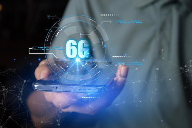 Conceito de tecnologia de comunicação de alta velocidade 5G e 6G