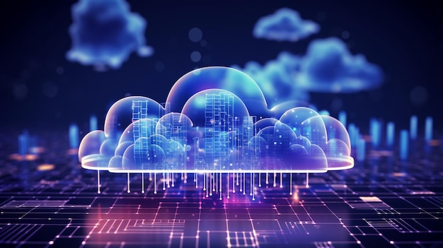 Foto conceito de tecnologia de dados em nuvem