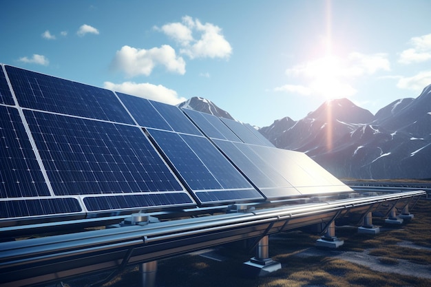 Conceito de tecnologia de energia solar e painéis solares