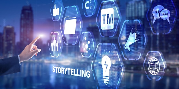 Conceito de tecnologia de negócios de contação de histórias 2021