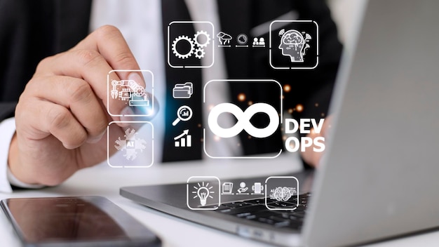 Conceito de tecnologia de programação ágil de operações de desenvolvimento de metodologia devops