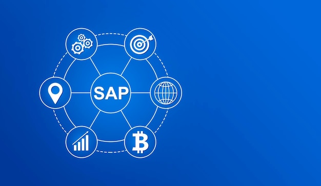 Conceito de tecnologia e rede de negócios na Internet Conceito de automação de software de sistema SAP no data center de tela virtual