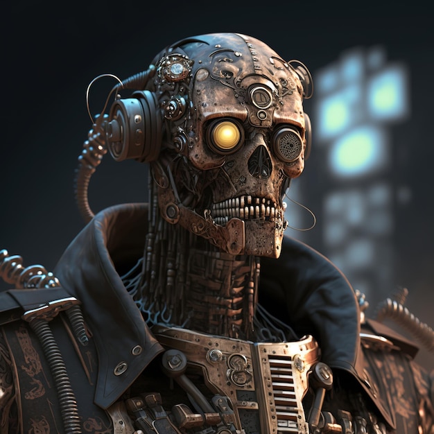 Conceito de terminador Steampunk Arte digital