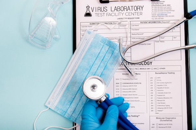 Conceito de teste de sangue de vírus de laboratório