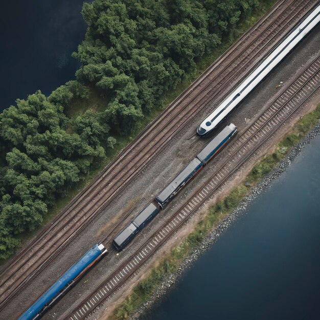 Conceito de transporte com vista aérea das ferrovias