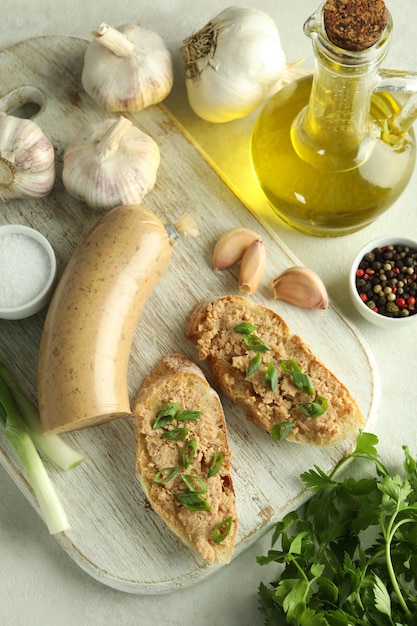 Conceito de vista superior de salsicha de comida saborosa