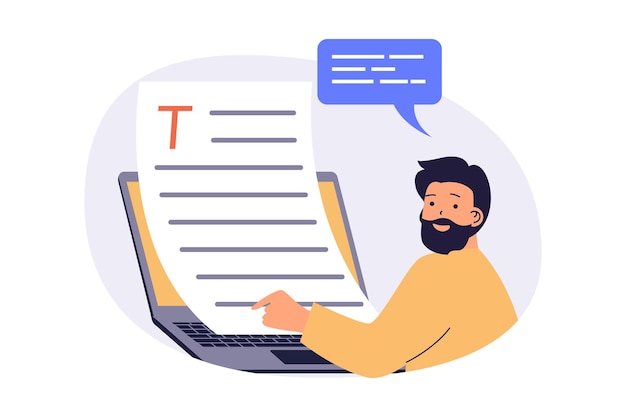 Conceito de web copywriter com pessoas de desenho animado planas para design de site