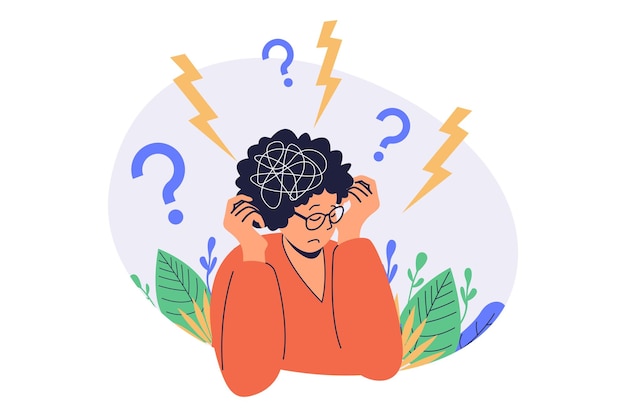 Conceito de web de problemas de saúde mental com pessoas de desenho animado planas para design de site