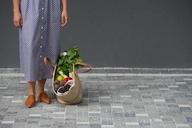 Conceito de zero desperdício de compras com espaço de cópia