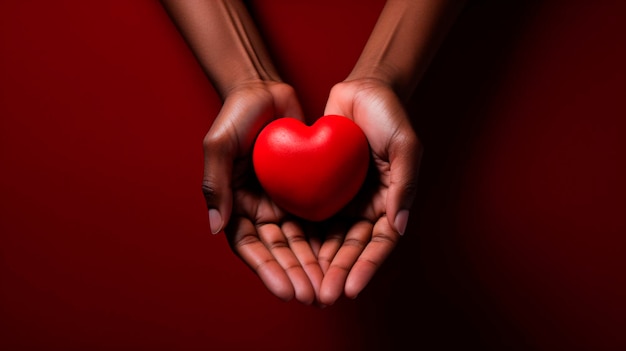 Conceito do Dia Mundial da SIDA Apertar o coração vermelho