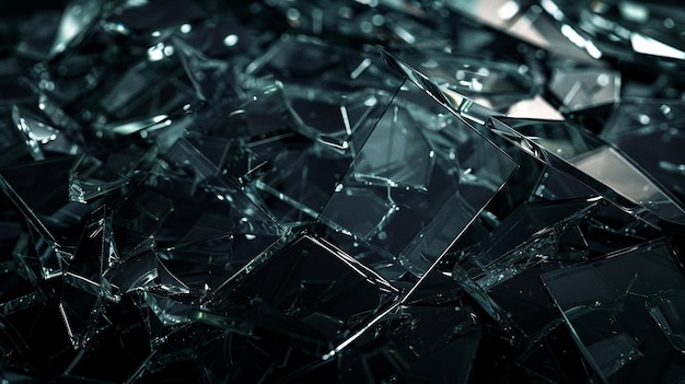 Foto conceito dramático de perigo de fragmentação de fragmentos de vidro quebrados
