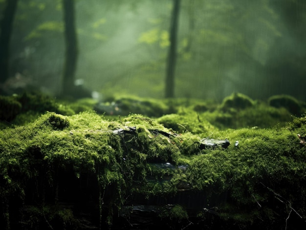 Conceito ecológico de fundo de natureza verde musgo floresta encantada
