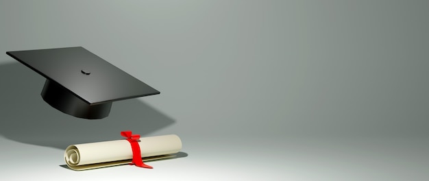 Conceito educacional, chapéu de formatura em cinza