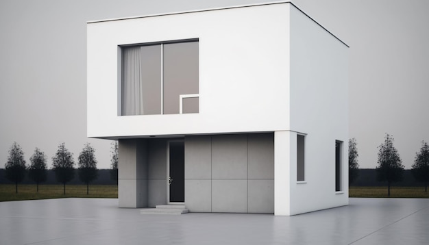 Conceito exterior de uma casa elegante e minimalista moderna Generative AI