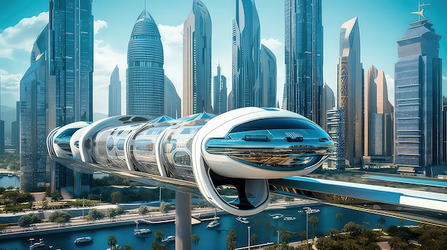 Foto conceito futurista da paisagem da cidade