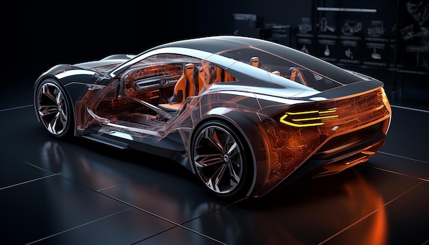 Conceito futurista de design de carro tecnológico moderno