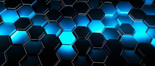 Conceito futurista de tecnologia de fundo hexágono preto e azul