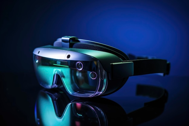 Conceito futurista design óculos VR de alta tecnologia em fundo escuro