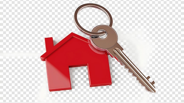 Conceito imobiliário Chaves com forma de casa vermelha em fundo branco