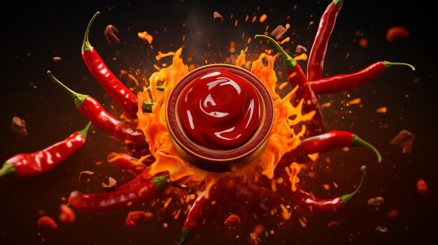 conceito publicitário de molho de pimenta vermelha