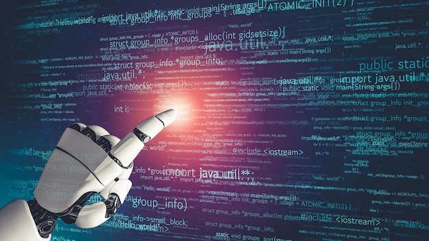 Conceito revolucionário de tecnologia ai de inteligência artificial de robô futurista