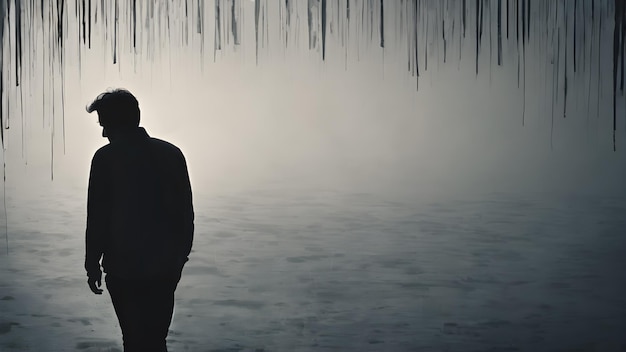 Foto conceito solitário solteiro coração partido personagens com problemas psicológicos sofrem de falta de amigos e comunicação conceito de solitário triste sozinho pessoa ai gerada imagem aixa