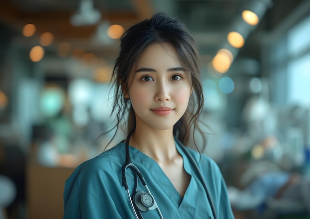 Conceitos de enfermeira e médico Retrato de pessoa de saúde médica no hospital.