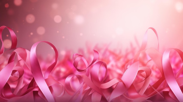Conceitos do mês mundial de conscientização sobre o câncer de mama projetam fita rosa sobre fundo Saúde feminina