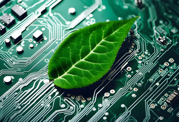 Foto conceitos esg neutros em carbono green leaf dentro de um