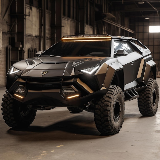 El concept car es de color negro y plateado y está diseñado para parecerse a un monstruo negro.