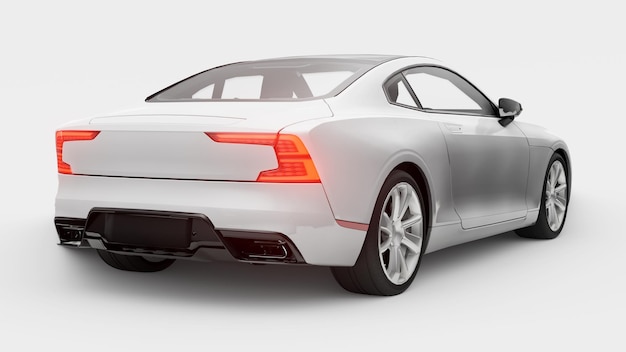 Concept car sports premium coupe coche blanco sobre fondo blanco.