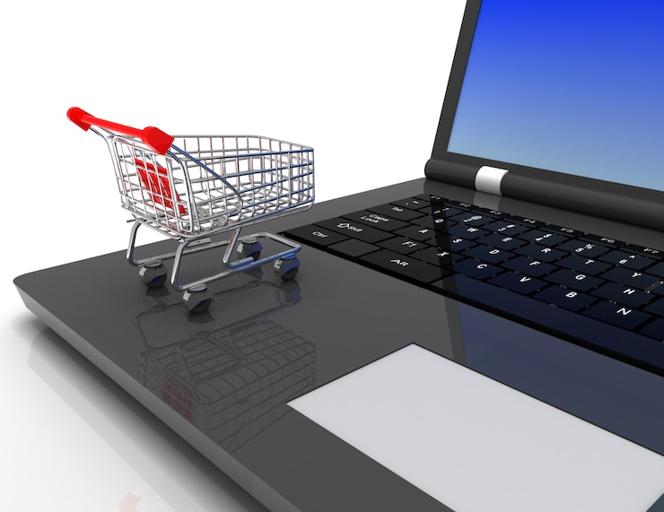 Foto concepto 3d de compras en línea