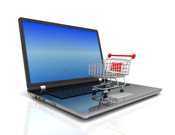 Foto concepto 3d de compras en línea